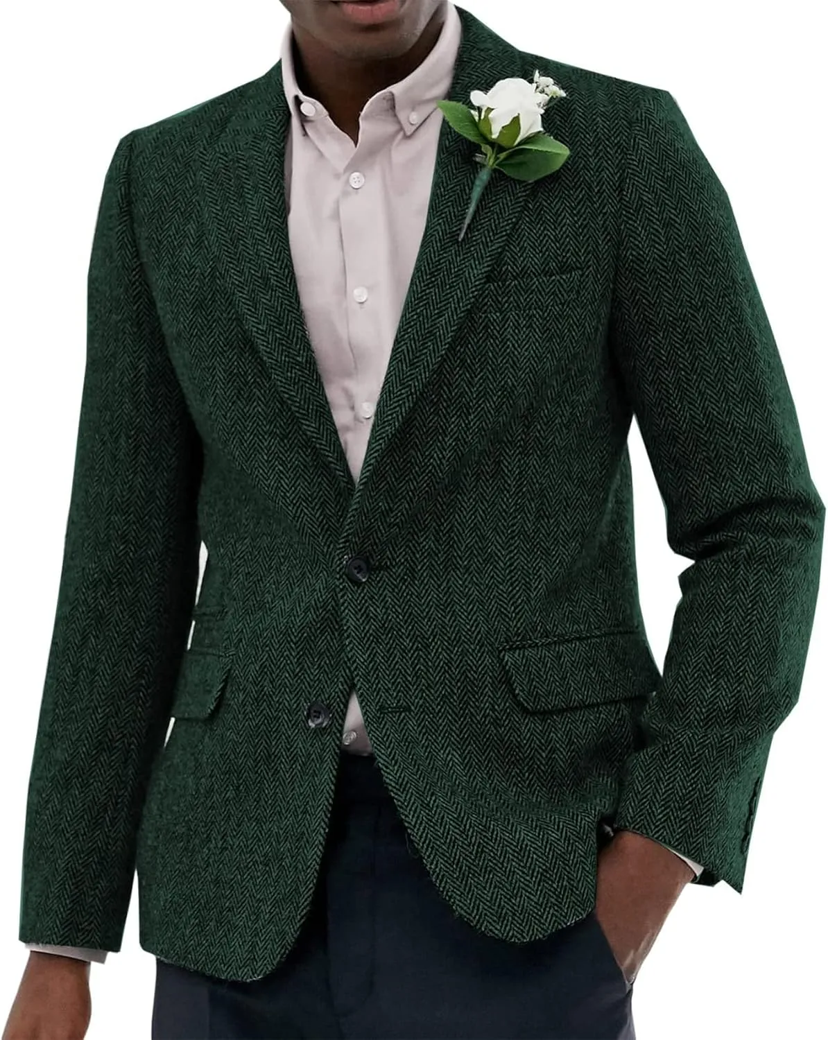 Men's Suit Herringbone Tweed Blazer Slim Fit Tuxedo Sports Jacket Coat Casual Suit Jacket Wool Blend Blazer