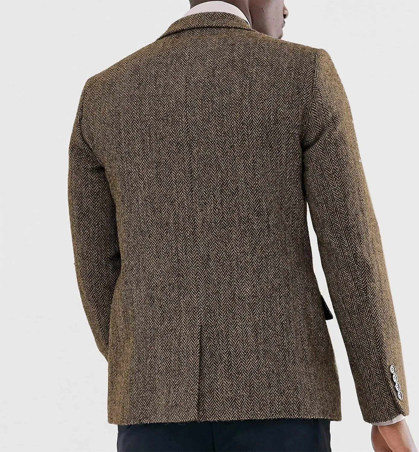 Men's Suit Herringbone Tweed Blazer Slim Fit Tuxedo Sports Jacket Coat Casual Suit Jacket Wool Blend Blazer