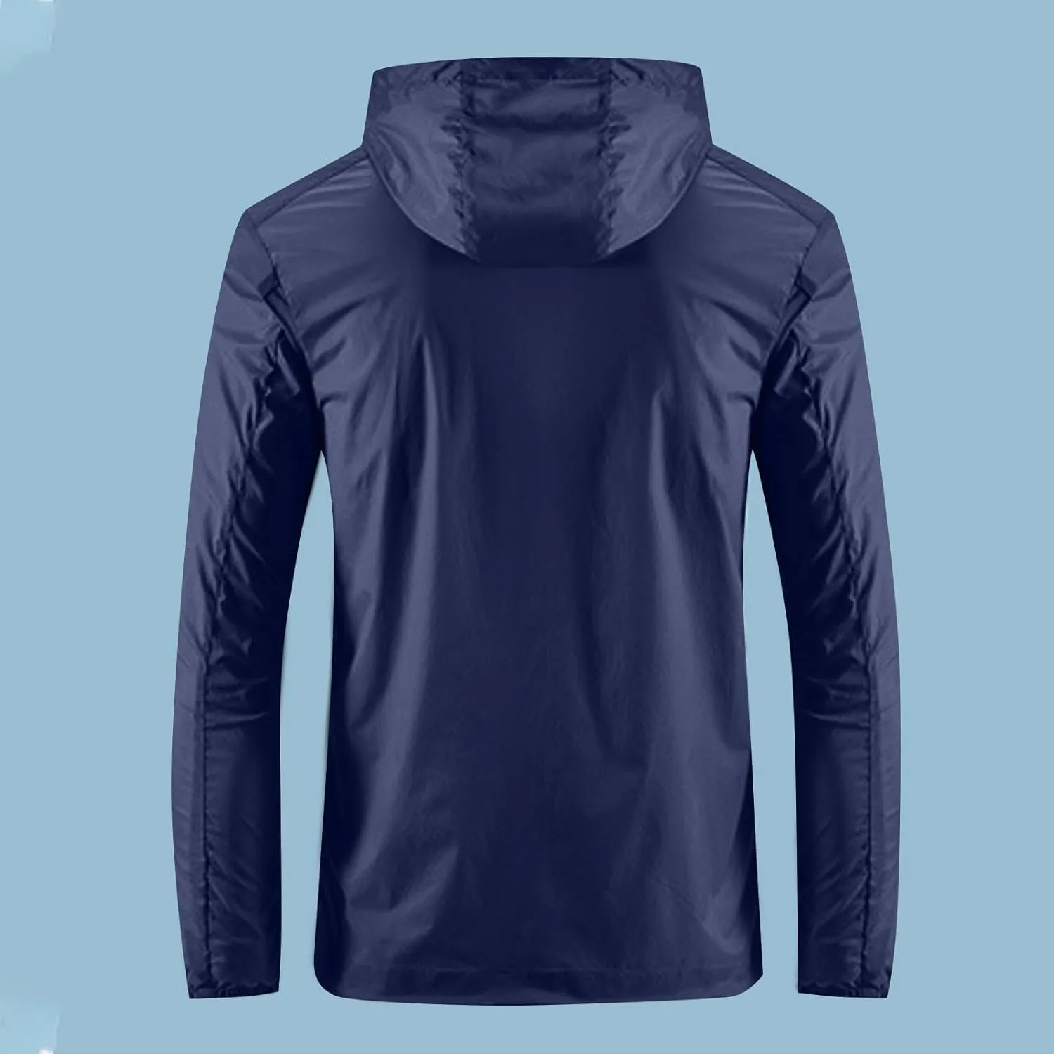 Mens Sun Protection Outdoor Lightweight Jacket Full Zip Hoodie Casual Fishing Hiking Long Sleeve with Zipper Pockets