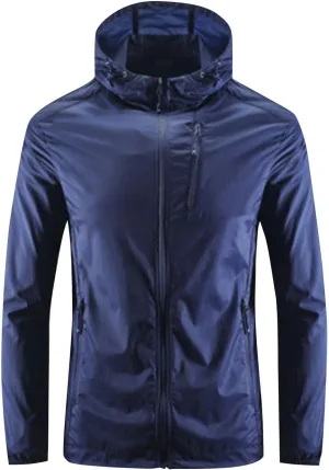 Mens Sun Protection Outdoor Lightweight Jacket Full Zip Hoodie Casual Fishing Hiking Long Sleeve with Zipper Pockets