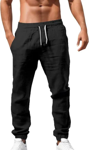 Men's Sweatpants Summer Drawstring Elastic Waist Fit Pockets Breathable Soft Fit Summer Fresh Running Trousers