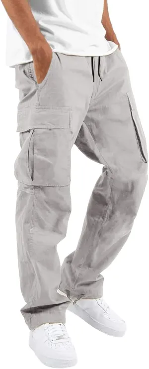 Men's Tactical Pants Lightweight Hiking Casual Cargo Pants Baggy Work Trousers Outdoor Cargo Pants with Multi Pockets