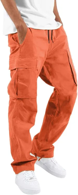 Men's Tactical Pants Lightweight Hiking Casual Cargo Pants Baggy Work Trousers Outdoor Cargo Pants with Multi Pockets