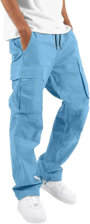 Men's Tactical Pants Lightweight Hiking Casual Cargo Pants Baggy Work Trousers Outdoor Cargo Pants with Multi Pockets