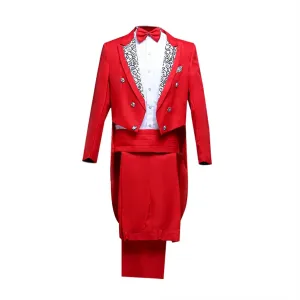 Men's Tailcoat Slim Fit 4-Piece Suit Dinner Jacket Swallow-Tailed Coat Double Breasted Lapel Elegant Prom Tuxedo