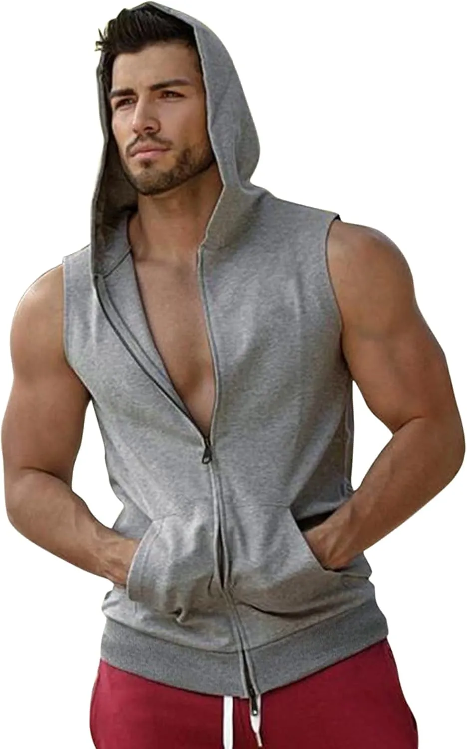 Mens V Neck Sweater Vest Sleeveless Slim Fit Knitted Pullover Sweater Casual Zip Up Business Comfy Tops Summer Shirts