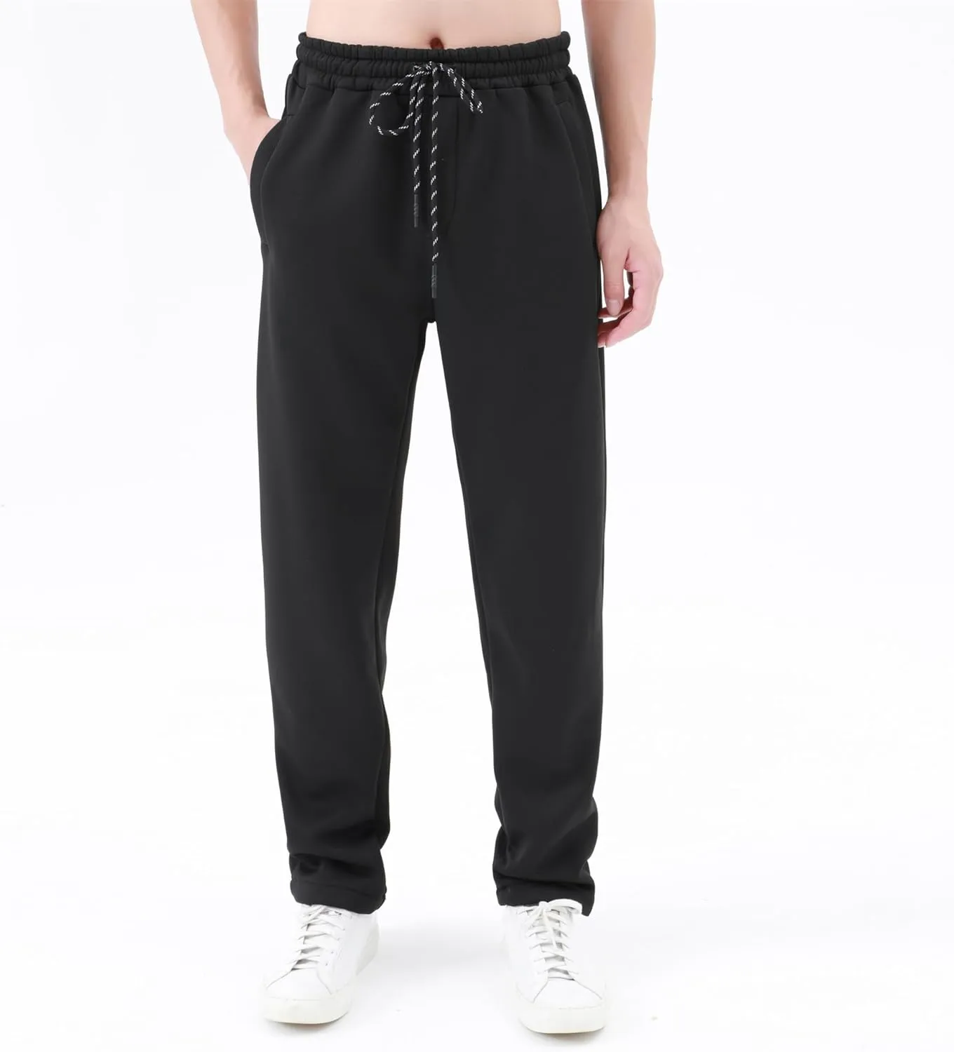 Mens Warm Sherpa Lined Fleece Jogger Sweatpants, Thicken Athletic Pants with Drawstring, for Lounge, Sports
