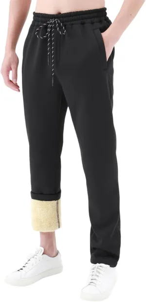Mens Warm Sherpa Lined Fleece Jogger Sweatpants, Thicken Athletic Pants with Drawstring, for Lounge, Sports