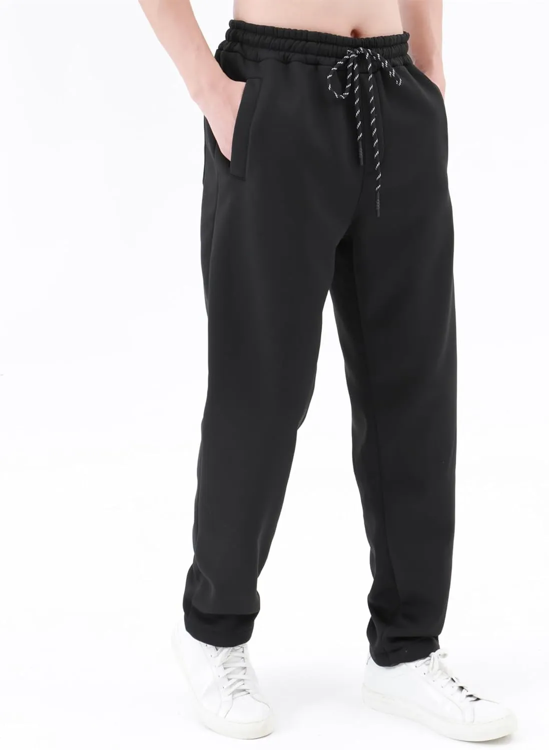 Mens Warm Sherpa Lined Fleece Jogger Sweatpants, Thicken Athletic Pants with Drawstring, for Lounge, Sports