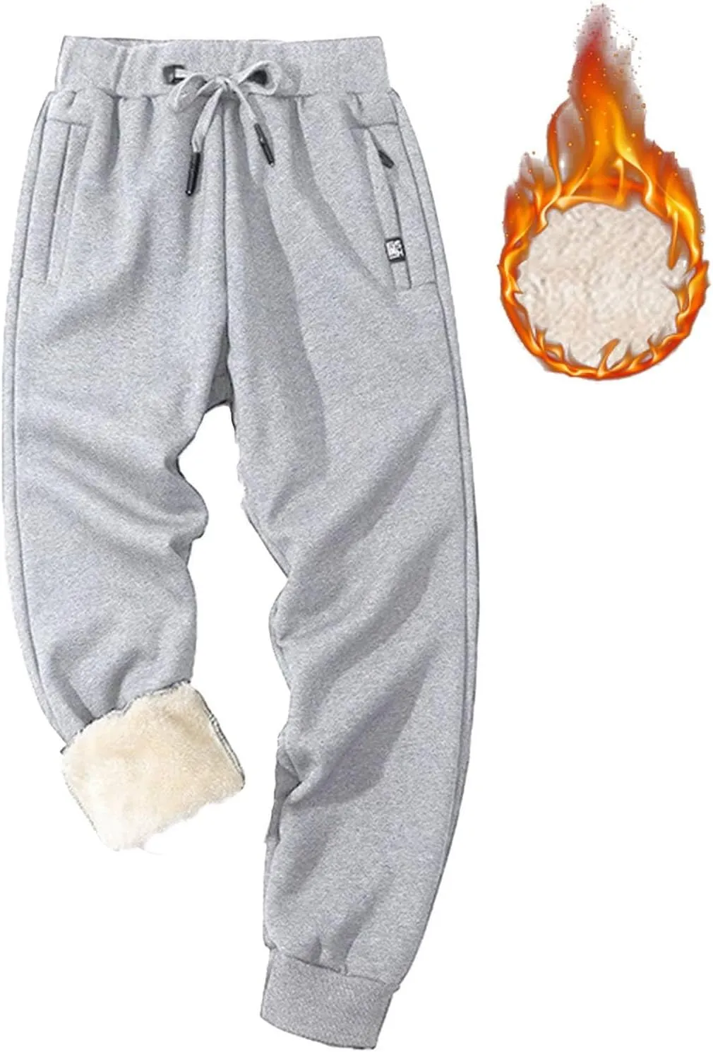 Mens Winter Pants Warm Fleece Sweatpants Sherpa Lined Joggers Thick Athletic Pants Comfy Lounge Pants with Pockets