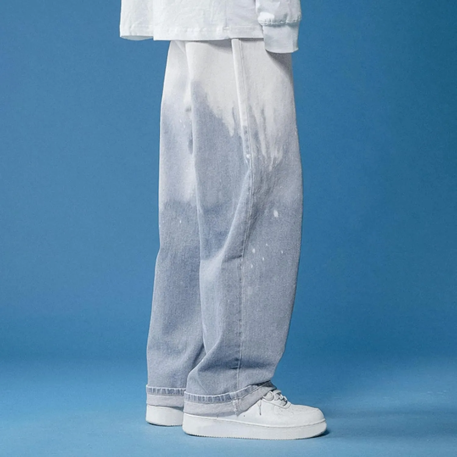 Mens Y2K Jeans Relaxed Fit Denim Trousers Fashion Hip Hop Streetwear Casual Tie Dye Loose Casual Pants Wide Leg Jeans
