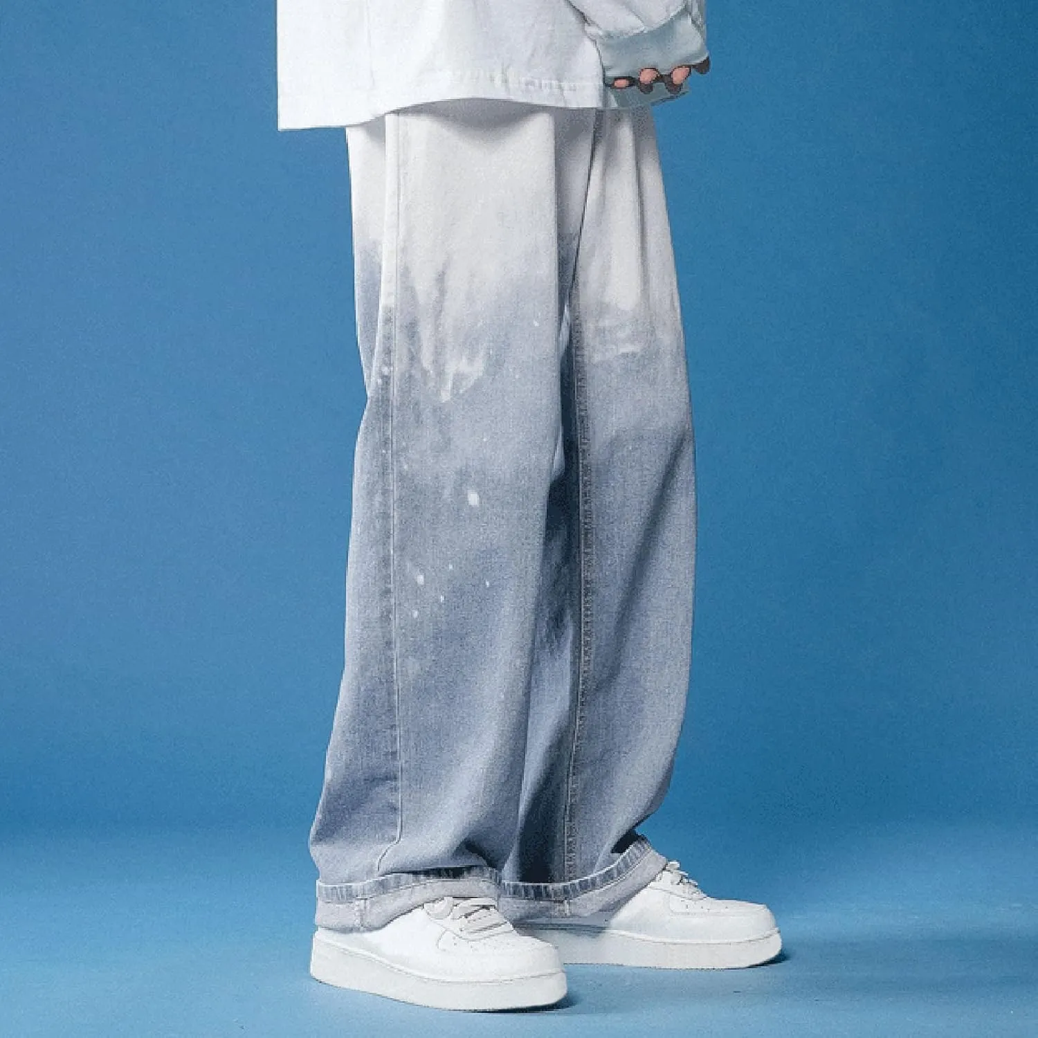 Mens Y2K Jeans Relaxed Fit Denim Trousers Fashion Hip Hop Streetwear Casual Tie Dye Loose Casual Pants Wide Leg Jeans