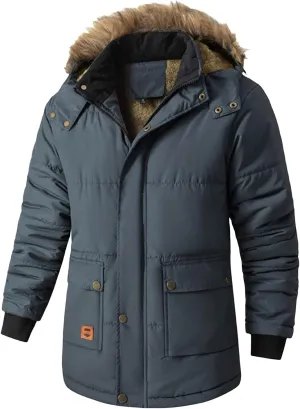 Mens Zip up Cotton Jackets Hoodies Coats Loose Casual Windproof Overcoats Fashion Warm Plain Clothes Winter New