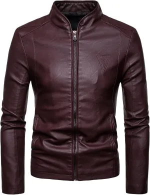 Motorcycle Jacket Men Faux Leather Slim Fit Jackets Lightweight Zipper Windproof Coats Fall Top Outfits with Pockets