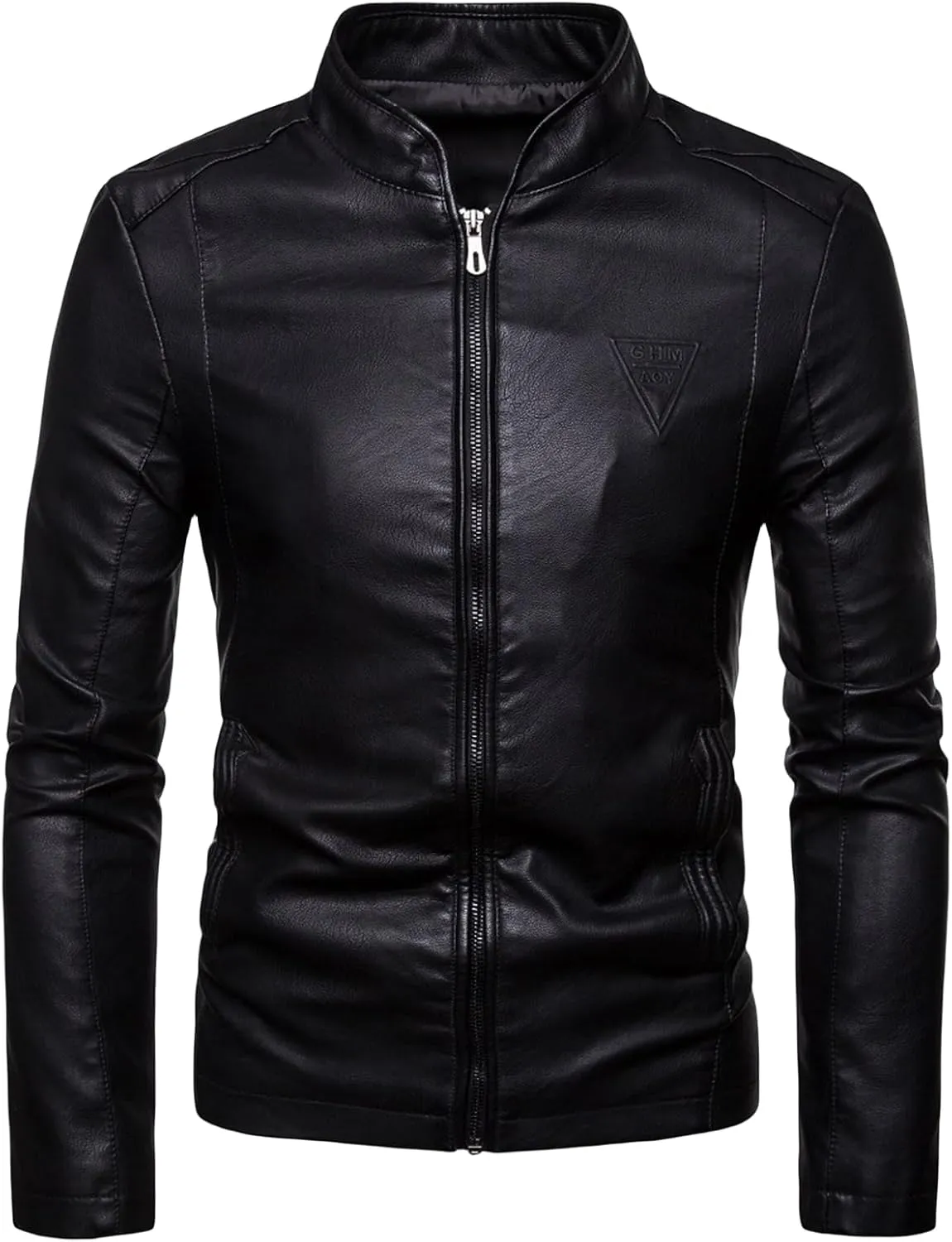 Motorcycle Jacket Men Faux Leather Slim Fit Jackets Lightweight Zipper Windproof Coats Fall Top Outfits with Pockets