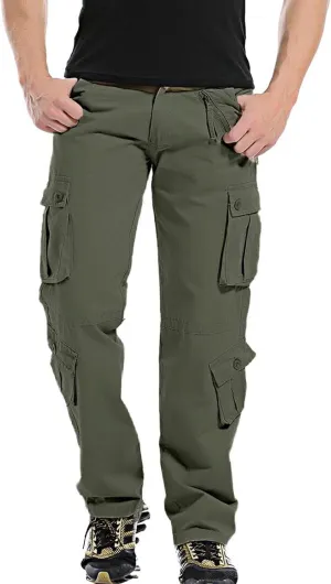 Muscularfit Mens Cargo Pants Buckle Zipper Casual Joggers Athletic Pants Multi Pockets Loose Sport Sweatpants Outdoor Fashion