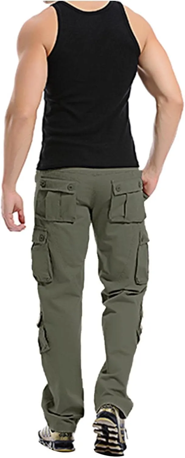 Muscularfit Mens Cargo Pants Buckle Zipper Casual Joggers Athletic Pants Multi Pockets Loose Sport Sweatpants Outdoor Fashion