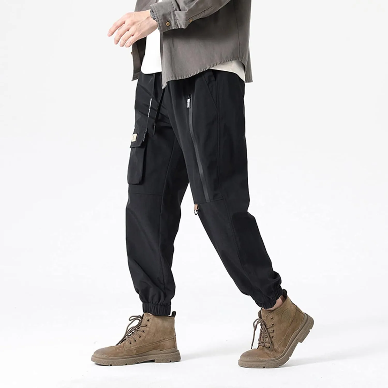 Muscularfit Mens Cargo Pants Relaxed Fit Stretch Waist Multi Pockets Utility Jogger Athletic Trousers Casual Loose Sweatpants