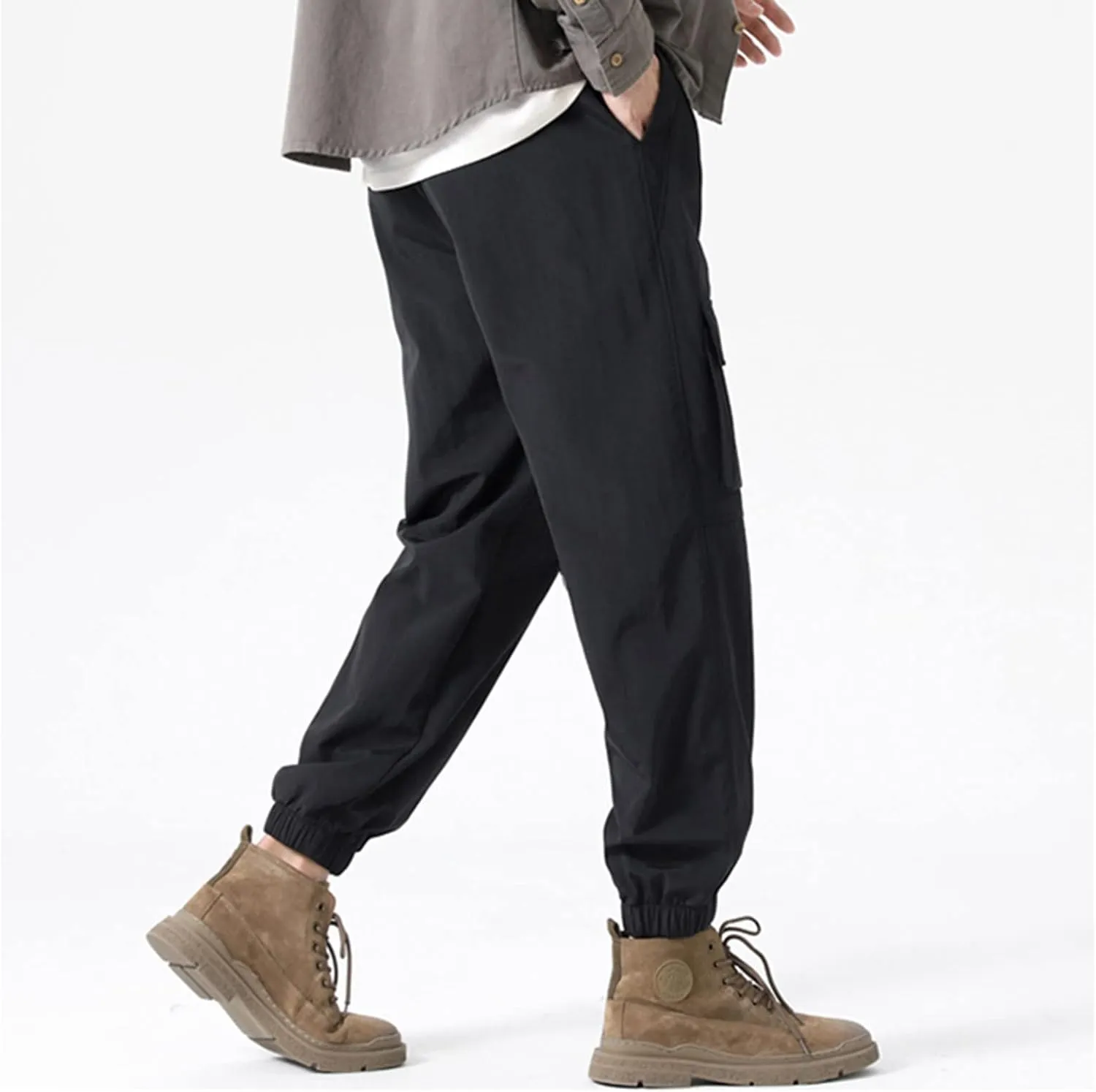 Muscularfit Mens Cargo Pants Relaxed Fit Stretch Waist Multi Pockets Utility Jogger Athletic Trousers Casual Loose Sweatpants
