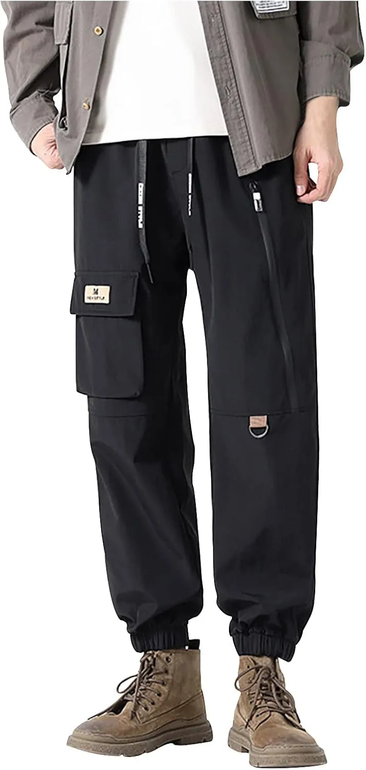 Muscularfit Mens Cargo Pants Relaxed Fit Stretch Waist Multi Pockets Utility Jogger Athletic Trousers Casual Loose Sweatpants