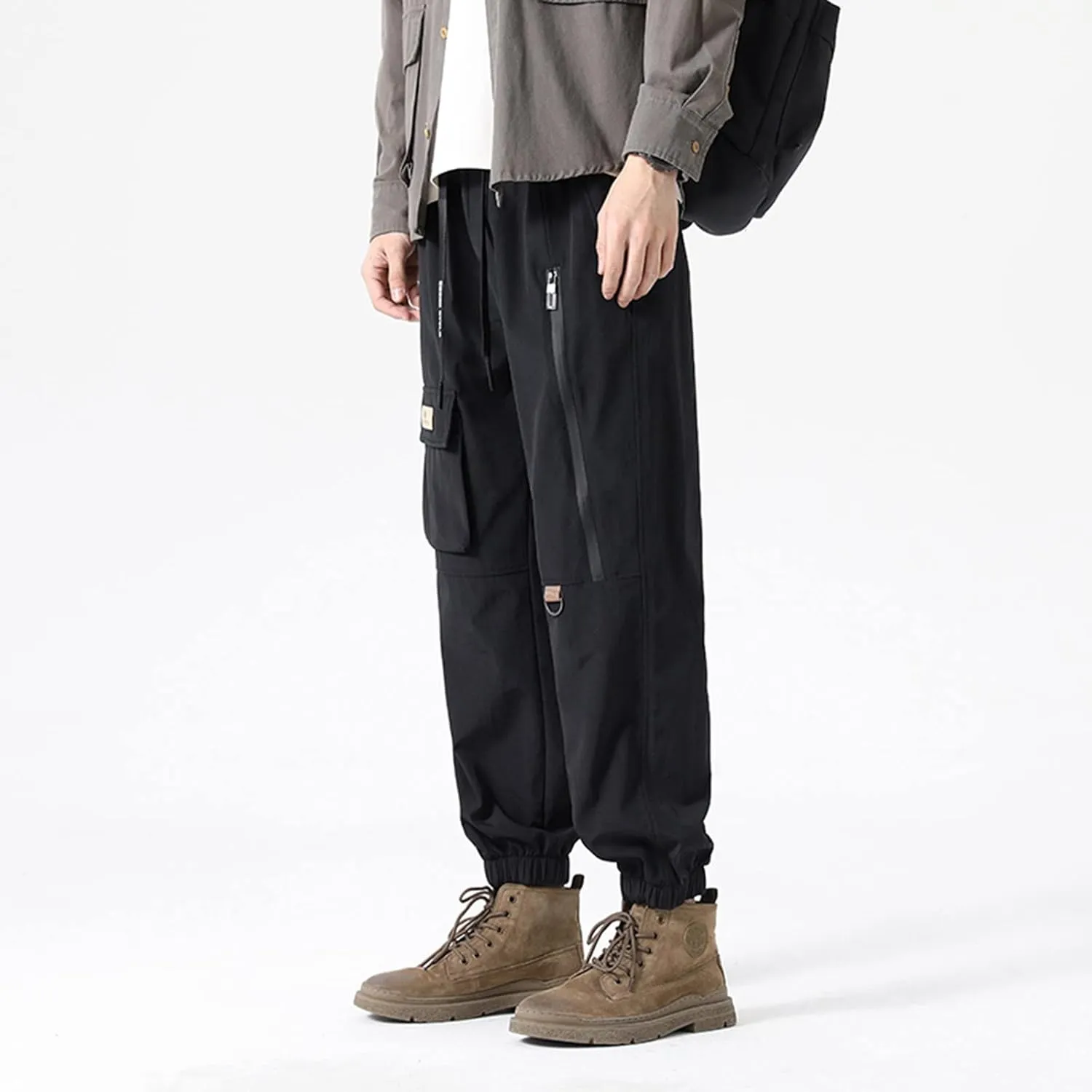 Muscularfit Mens Cargo Pants Relaxed Fit Stretch Waist Multi Pockets Utility Jogger Athletic Trousers Casual Loose Sweatpants