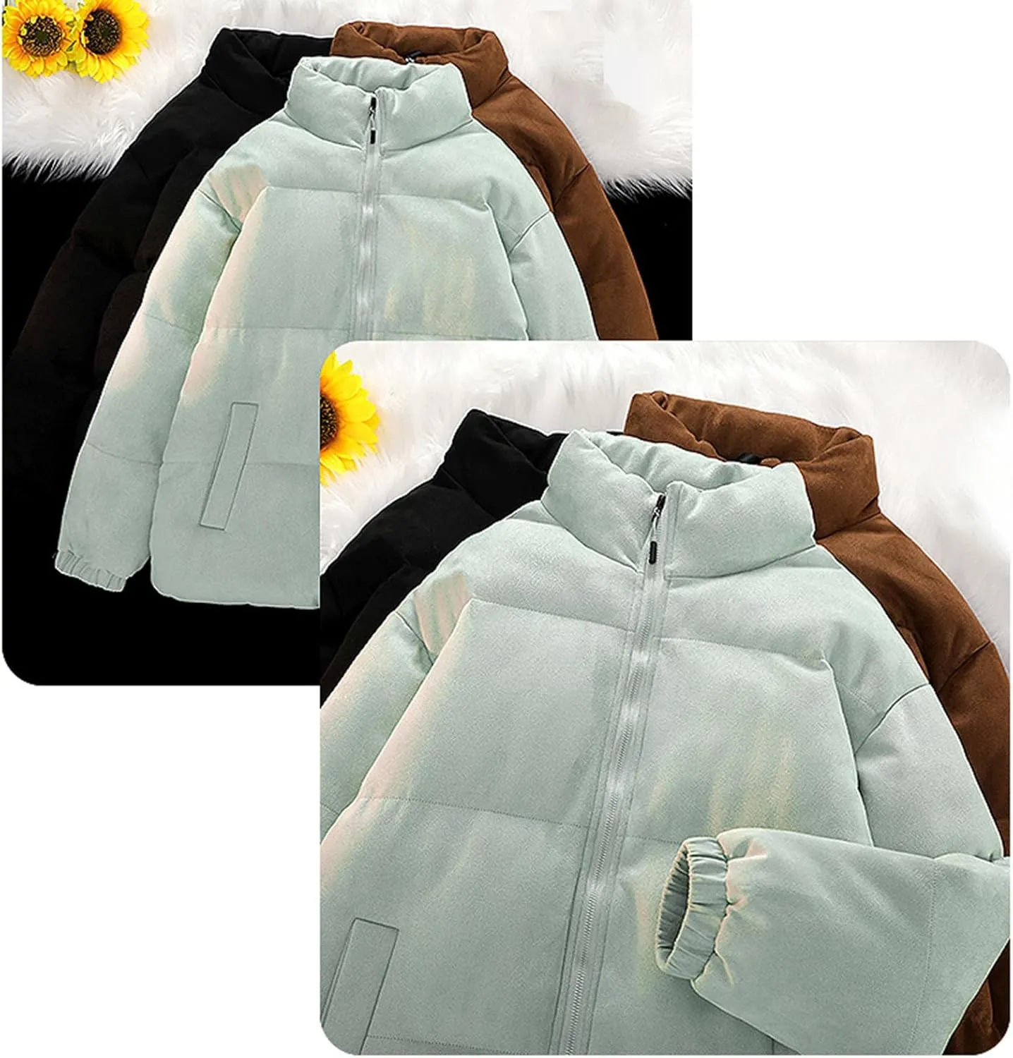 NATHGAM Puffer Jacket Men Baggy Waterproof Winter Bubble Coats Jackets Stand Collar Thick Warm Down Jacket Oversized Outwear