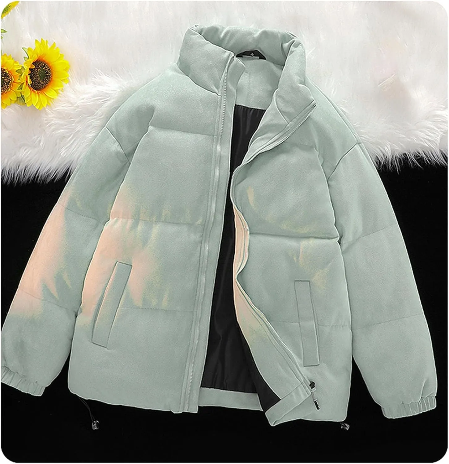 NATHGAM Puffer Jacket Men Baggy Waterproof Winter Bubble Coats Jackets Stand Collar Thick Warm Down Jacket Oversized Outwear