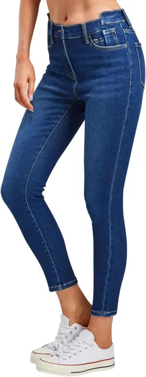 ONESO Women's High Waisted Skinny Jeans Stretchy Slim Fit Raw Hem Soft Juniors Jeans for Women with Pockets Comfy Denim Pants