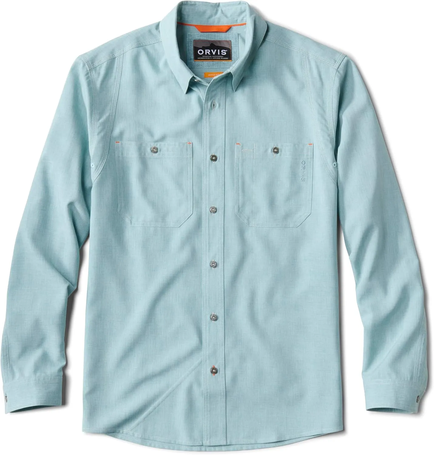 Orvis Tech Chambray Long Sleeve Men's Work Shirts - Lightweight Quick-Drying UPF 40 Chambray Fabric Casual Men's Shirts