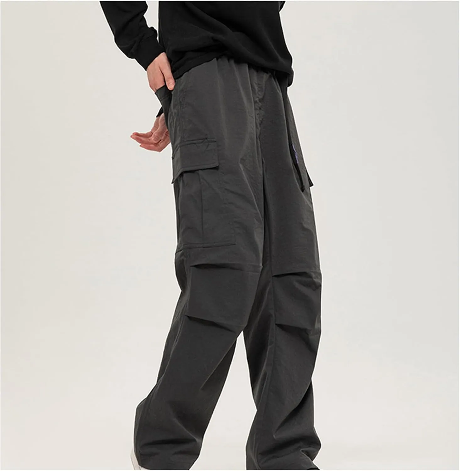 Outdoor Cargo Pants for Men 2024 Elastic Waist Belt Tactical Work Pants Ripstop Lightweight Waterproof Hiking Pants