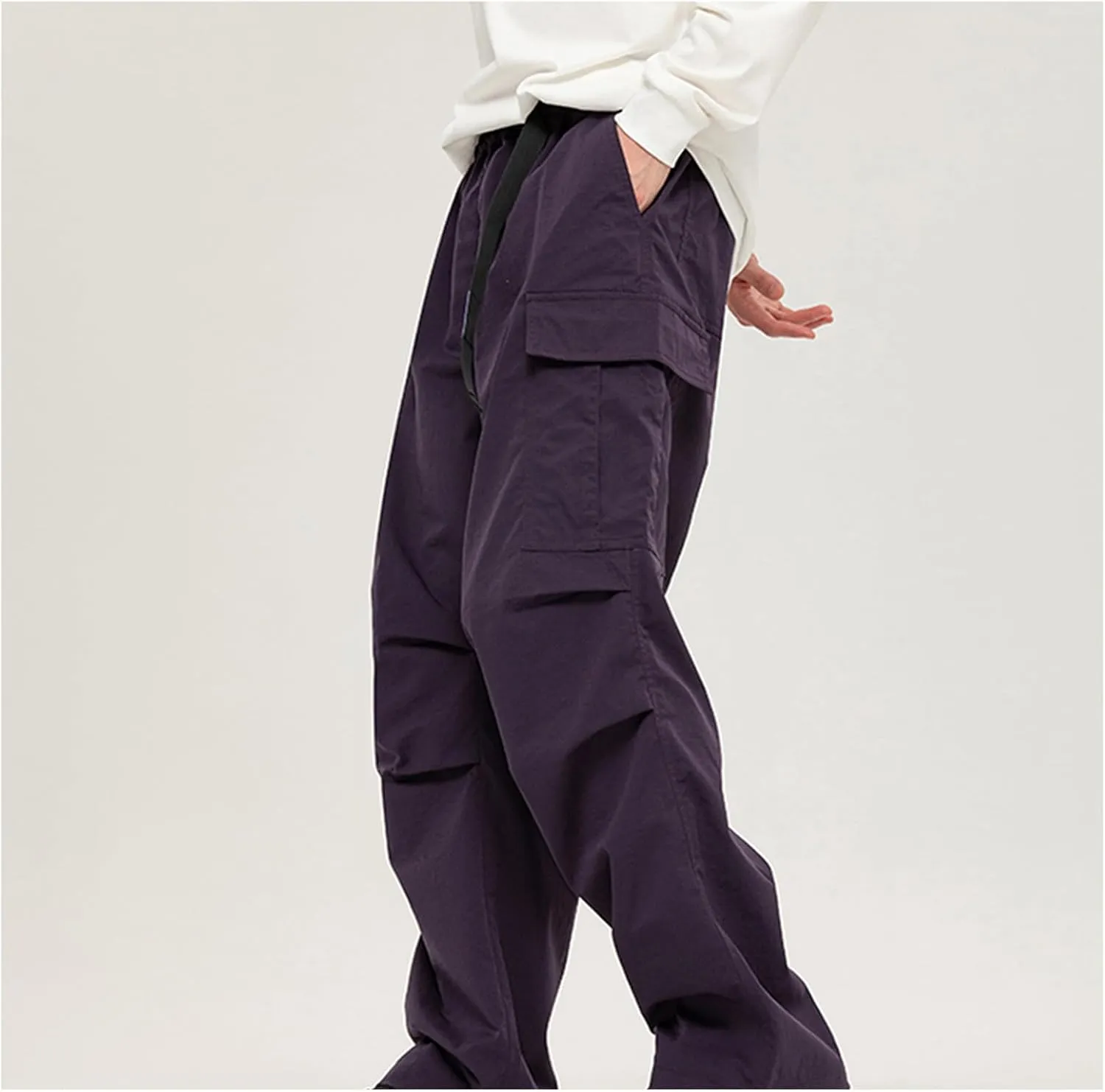 Outdoor Cargo Pants for Men 2024 Elastic Waist Belt Tactical Work Pants Ripstop Lightweight Waterproof Hiking Pants