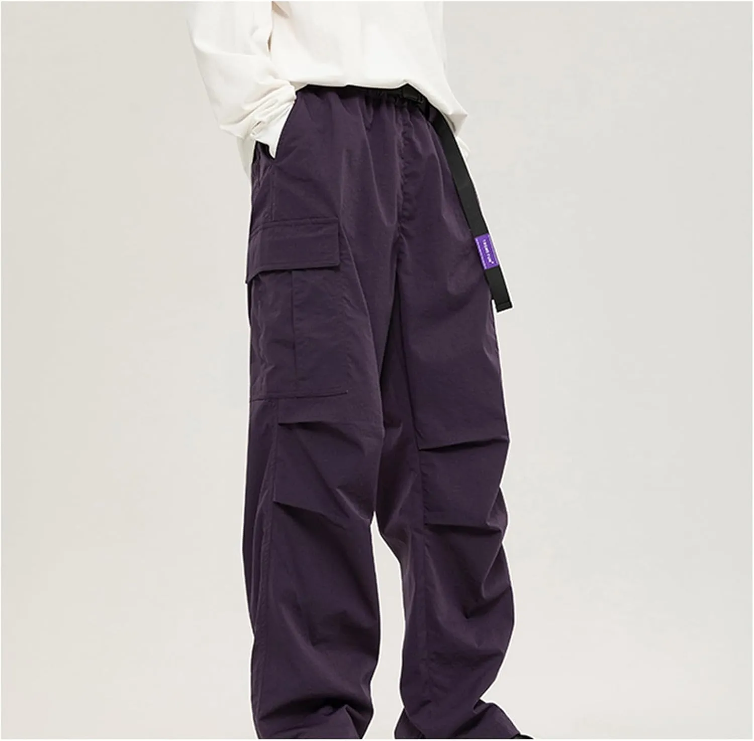 Outdoor Cargo Pants for Men 2024 Elastic Waist Belt Tactical Work Pants Ripstop Lightweight Waterproof Hiking Pants