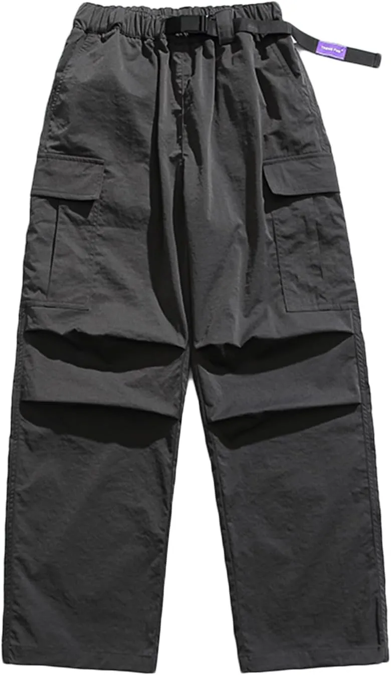 Outdoor Cargo Pants for Men 2024 Elastic Waist Belt Tactical Work Pants Ripstop Lightweight Waterproof Hiking Pants