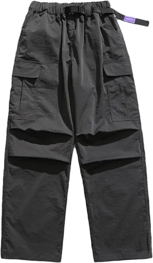 Outdoor Cargo Pants for Men 2024 Elastic Waist Belt Tactical Work Pants Ripstop Lightweight Waterproof Hiking Pants