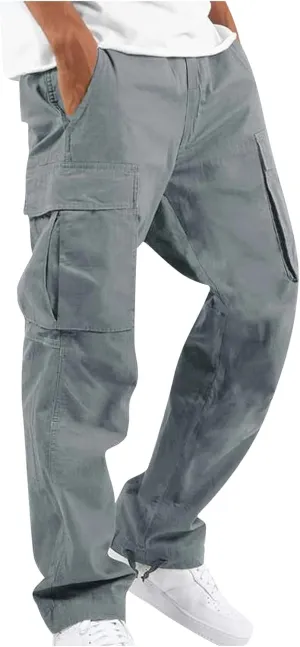 Outdoor Cargo Pants for Men Lightweight Relaxed Fit Tactical Pants Solid Camo Multi Pockets Classic Trousers