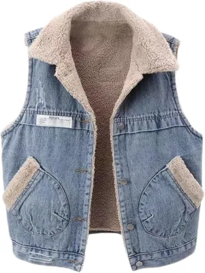 Oversized Denim Vest For Women Jackets Trendy Jeans Classic Sleeveless Distressed Vest Oversized Boyfriend Outerwear