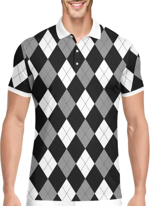 PAGYMO Golf Shirts for Men Crazy Hawaiian Funny Print Mens Polo Shirt