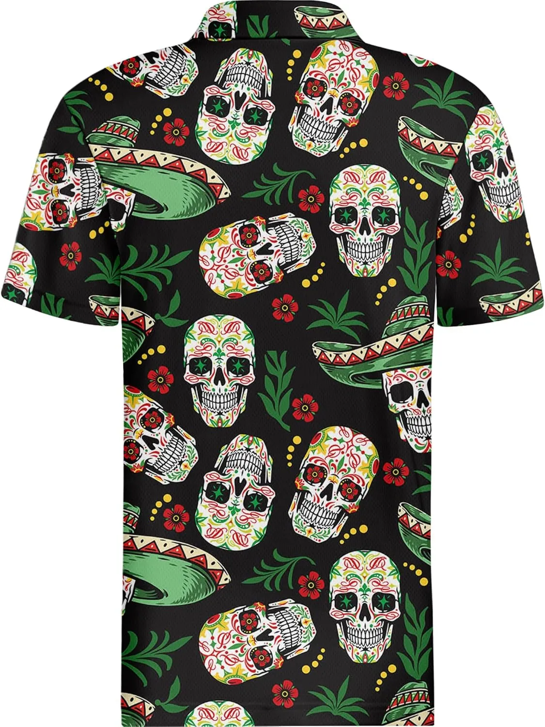 PAGYMO Golf Shirts for Men Crazy Hawaiian Print Funny Mens Polo Shirt