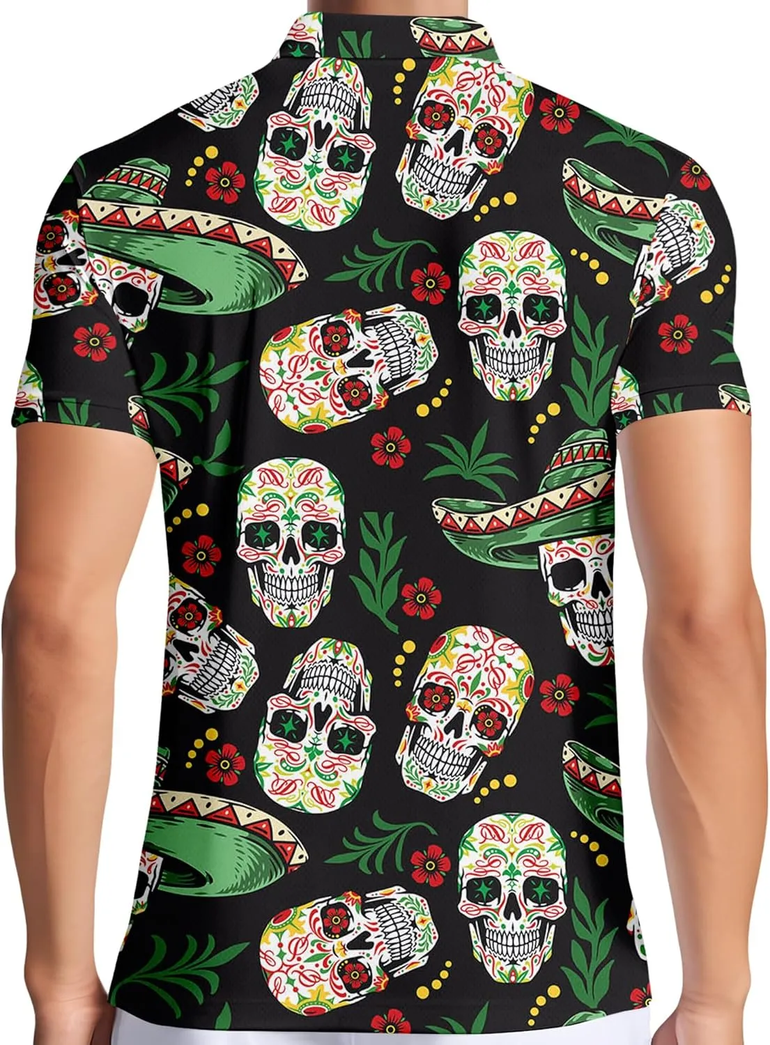 PAGYMO Golf Shirts for Men Crazy Hawaiian Print Funny Mens Polo Shirt