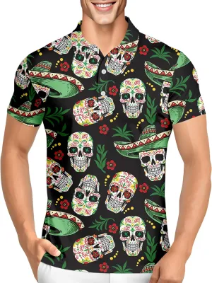 PAGYMO Golf Shirts for Men Crazy Hawaiian Print Funny Mens Polo Shirt
