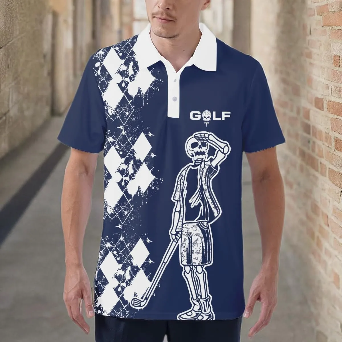 PAGYMO Golf Shirts for Men Hawaiian Crazy Funny Print Mens Polo Shirt