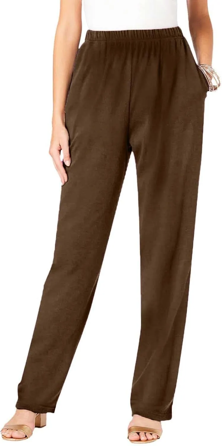 Pants for Women Casual Work Business Straight Leg Dress Lounge High Waisted Slacks Loose Fit Black Trousers