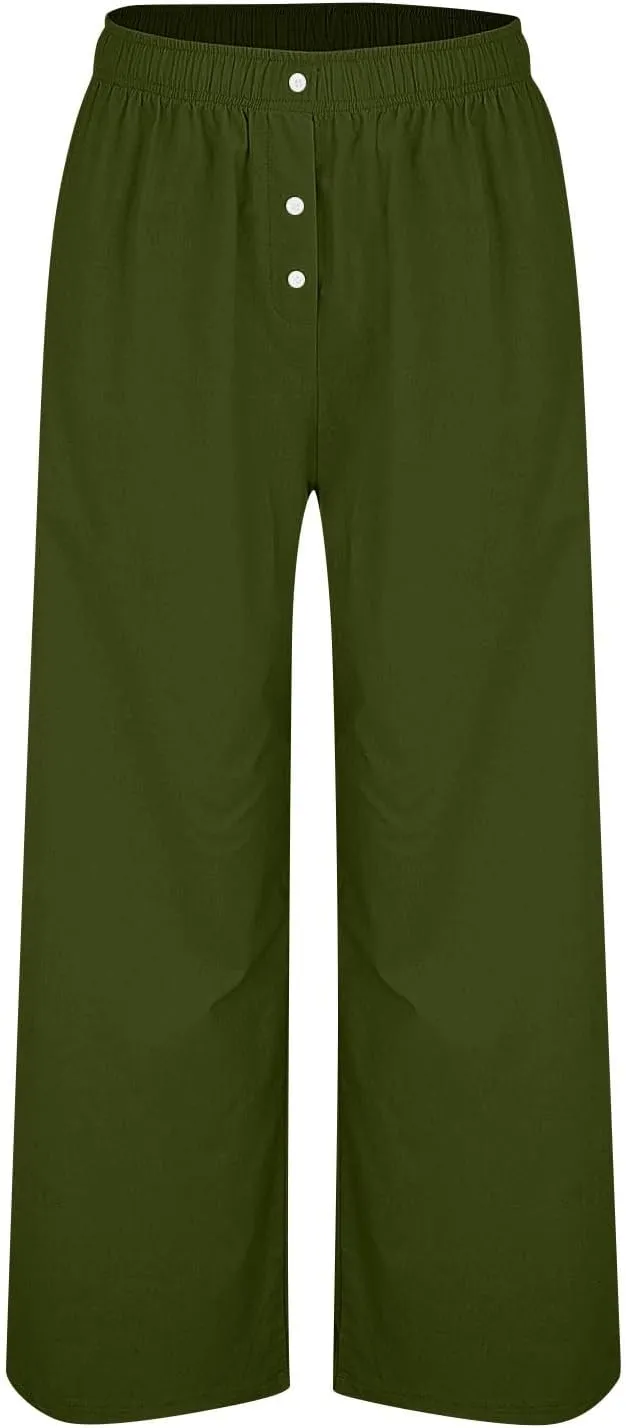Pants for Women, Wide Leg Straight High Waisted Linen Pants Summer Casual
