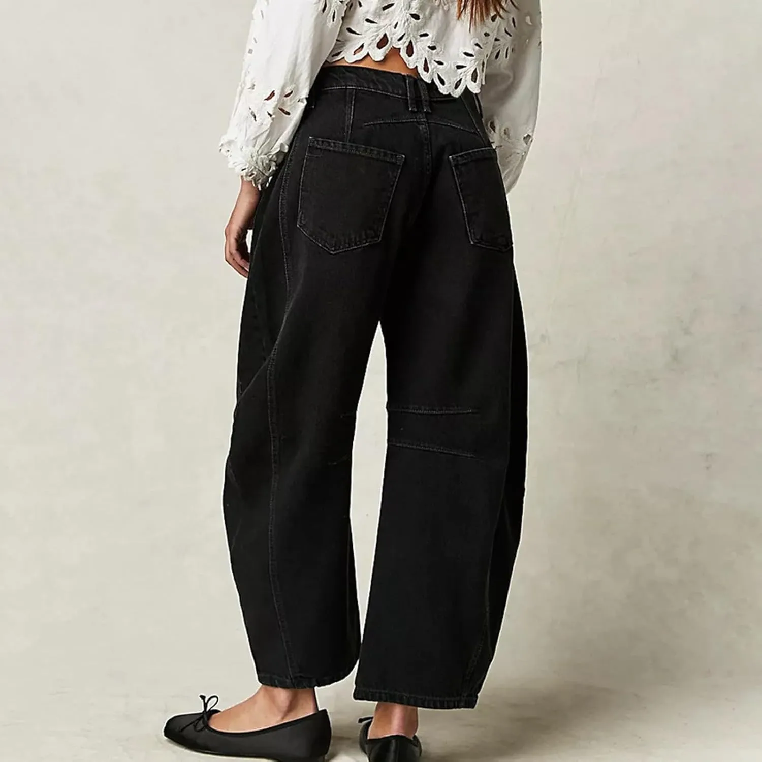 Plus Size Women's Barrel Jeans High Waisted Casual Straight Leg Stretchy Trendy Wide Leg Denim Pant Long Trouser 2025