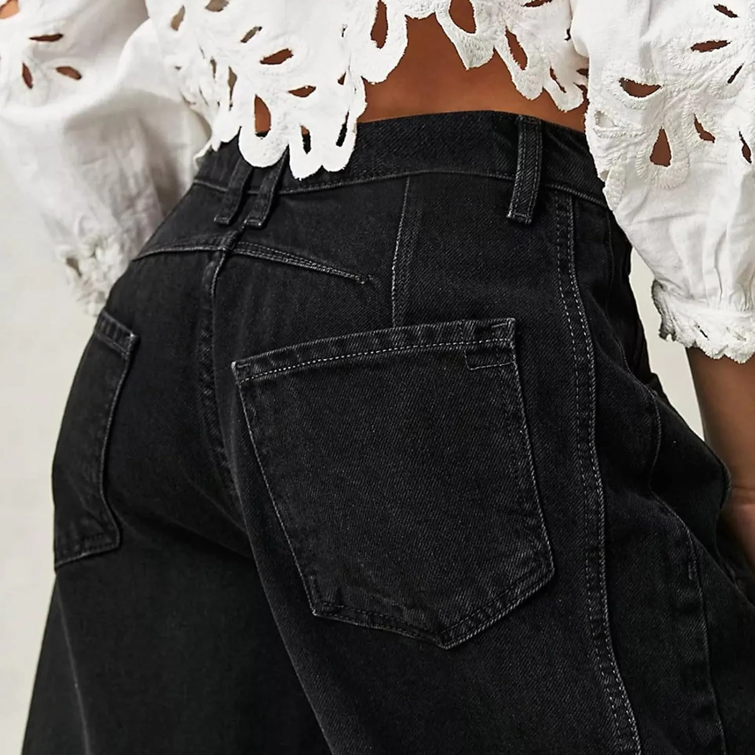 Plus Size Women's Barrel Jeans High Waisted Casual Straight Leg Stretchy Trendy Wide Leg Denim Pant Long Trouser 2025