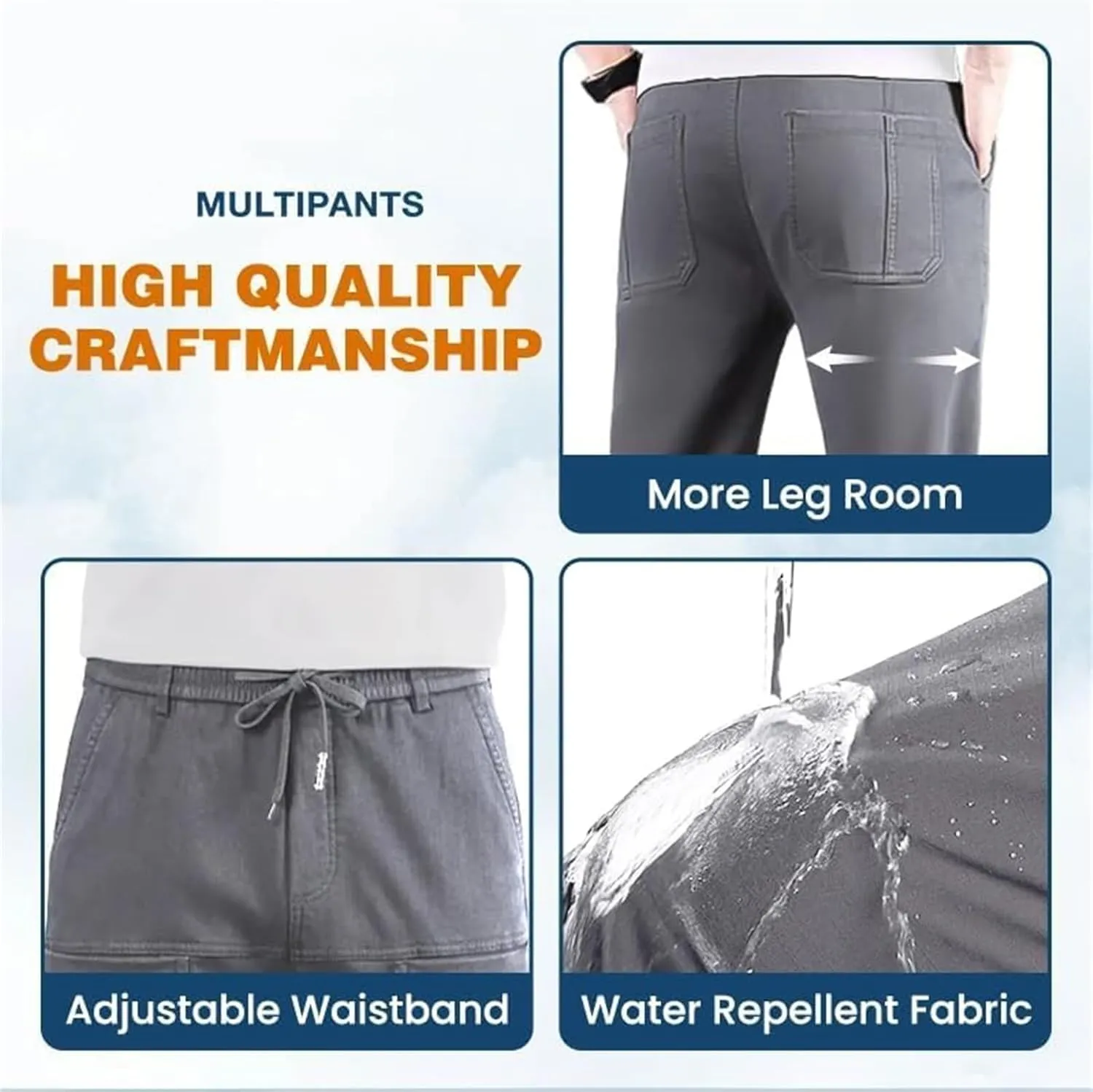 Pointoke Cargo Pants, Multipants - High Stretch Multi-Pocket Cargo Pants, Relaxed Fit Stretch Quick Dry Work