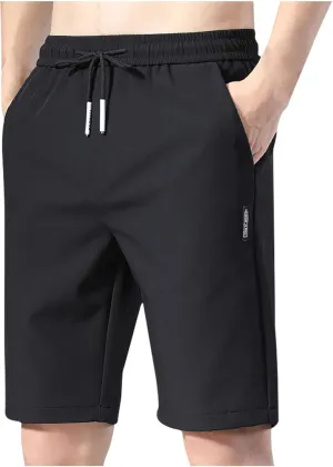 Puliam Shorts,Men's Ice Silk Stretch Quick-Dry Shorts Summer Elastic Waist ICY Shorts Soild Color Slim Athletic Shorts