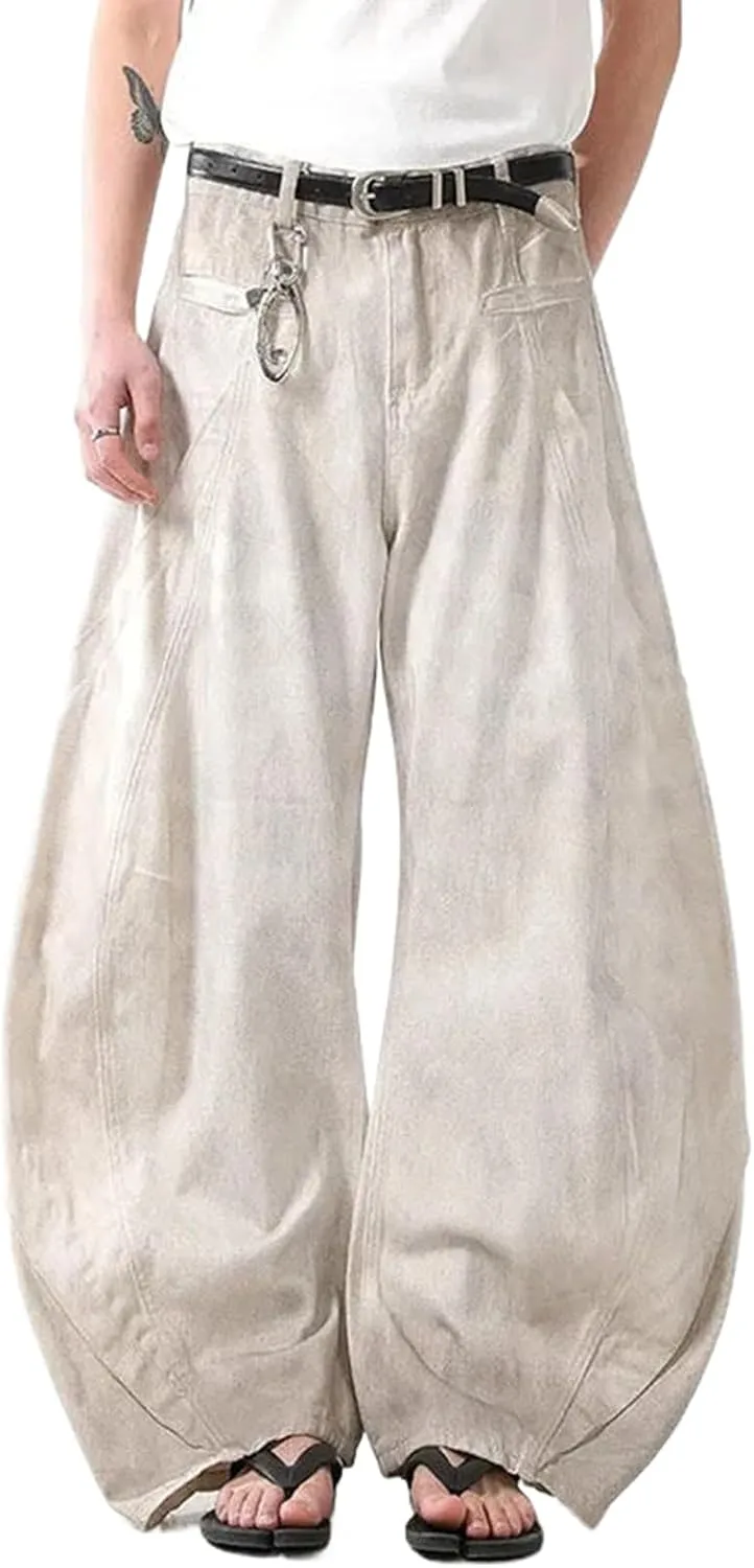 Retro American Washed Jeans Women Loose Wide Leg Pants Straight Leg Trousers