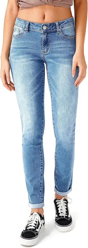 RHODANTHE Women's Ripped Boyfriend Jeans Stretch Skinny Jean Trendy Distressed Straight Leg Jeans with Holes