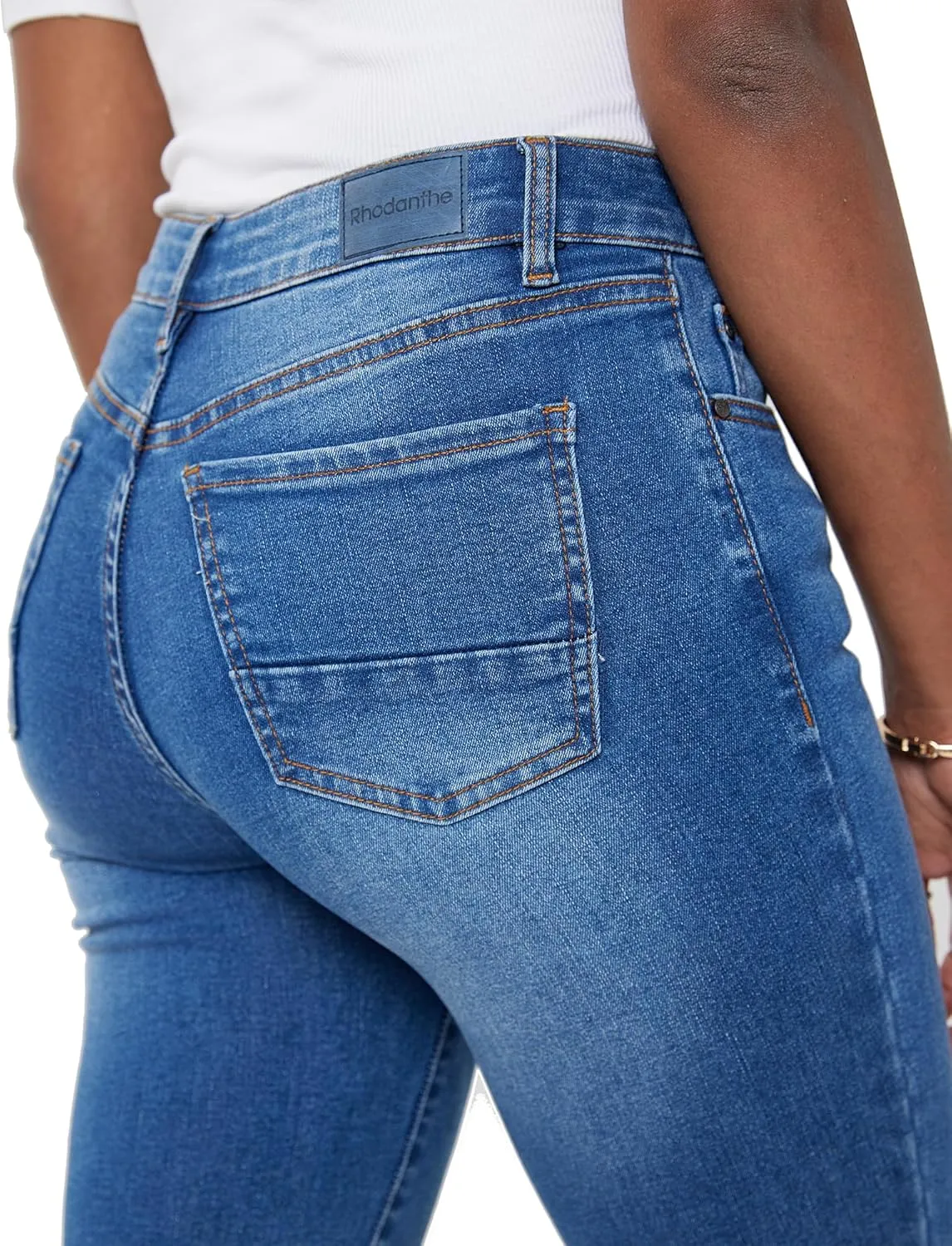 RHODANTHE Women's Ripped Boyfriend Jeans Stretch Skinny Jean Trendy Distressed Straight Leg Jeans with Holes